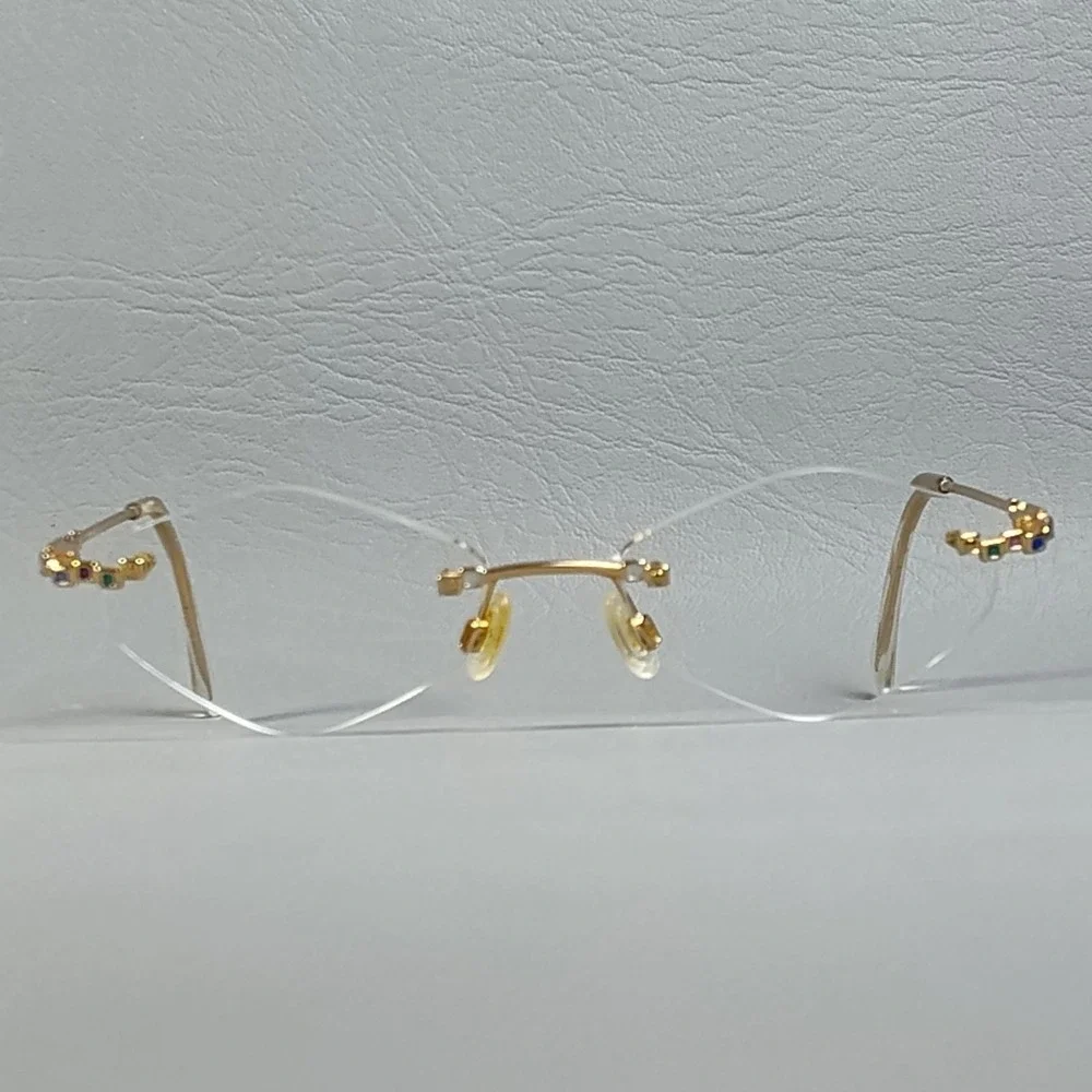 Vintage 90s Cazal Gold Rimless Hexagon Eyeglass Frames MOD. 424 COL. 971 READ